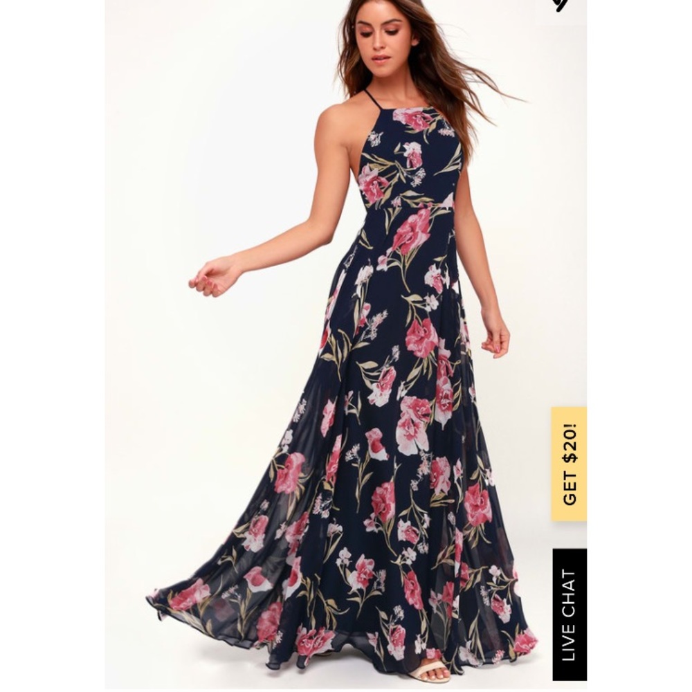 Floral print lace up maxi